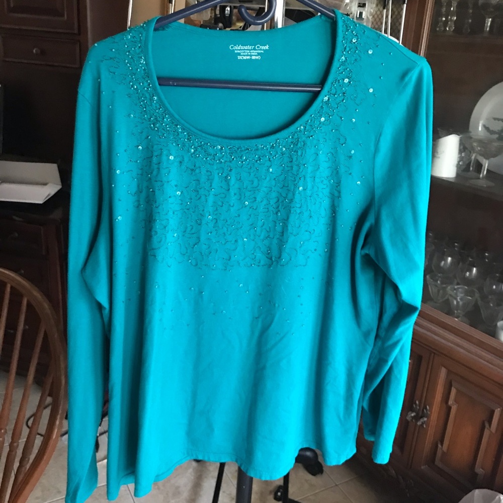 Cold water creek teal tee, size 16w/18w